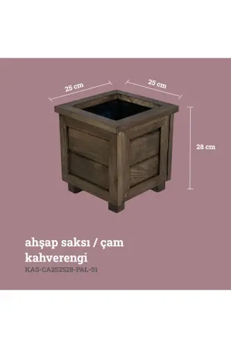 Dekoratif Ahşap Saksı - Küçük Boy - Kahverengi - 2