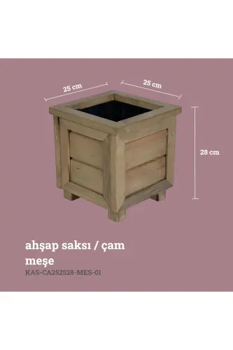 Dekoratif Ahşap Saksı - Küçük Boy-Meşe - KAF AHŞAP (1)