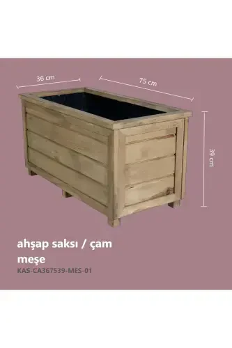 Dekoratif Ahşap Saksı - Uzun-Meşe - 2
