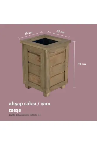 Dekoratif Ahşap Saksı- Yüksek-Meşe - KAF AHŞAP (1)