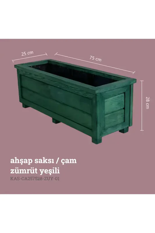 Dekoratif Ahşap Saksı-Zümrüt Yeşil - 2
