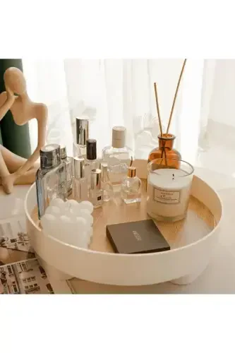 Dekoratif Ayaklı Tepsi Makyaj Takı Düzenleyici Stand Sunumluk Organizer Banyo Mutfak Düzenleyici - 1