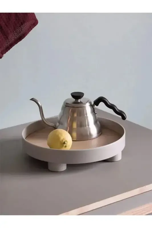 Dekoratif Ayaklı Tepsi Makyaj Takı Düzenleyici Stand Sunumluk Organizer Banyo Mutfak Düzenleyici - 4