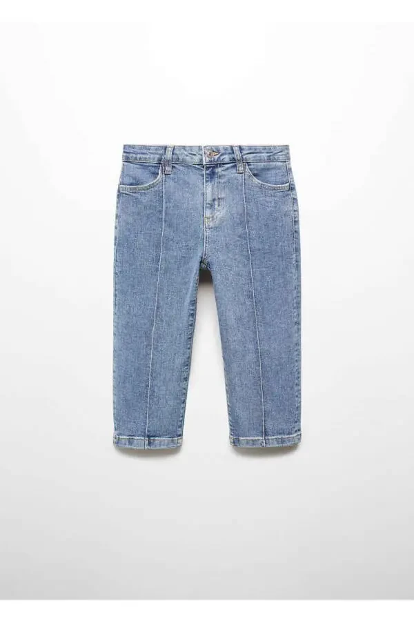 Dekoratif dikişli capri jean pantolon - 3