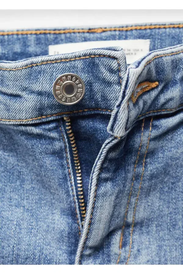 Dekoratif dikişli capri jean pantolon - 5