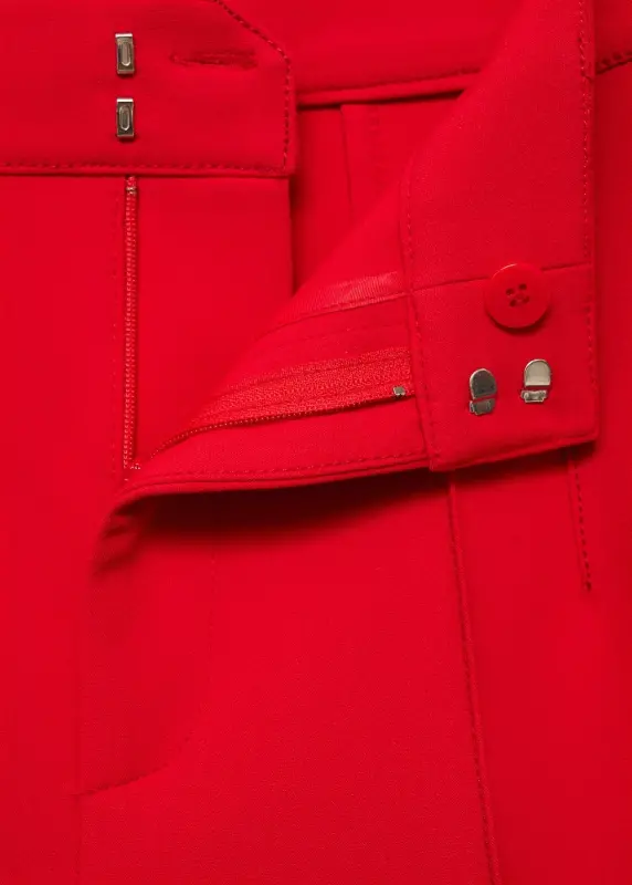 Dekoratif dikişli düz kesim pantolon - Kırmızı - 2