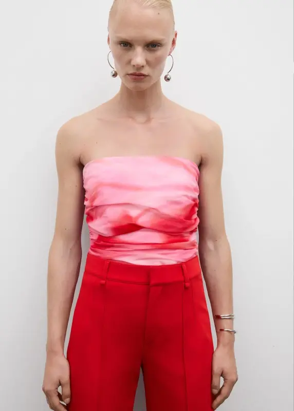 Dekoratif dikişli düz kesim pantolon - Kırmızı - 6