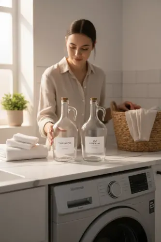 Dekoratif Mantar Kapaklı Yumuşatıcı Ve Sıvı Deterjan Şişesi 1500 Ml(1.5 Litre) - Şeffaf - 5