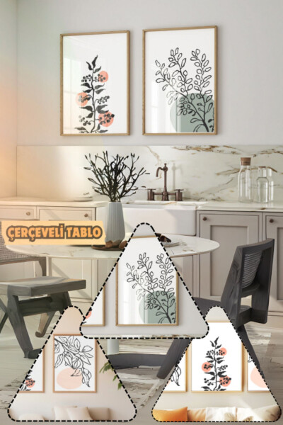 Dekoratif Tablo 2li Tablo Mutfak Duvar Tablosu Seti Yatak Odası Tablo Seti Salon Tablo Modern Tablo - Çok Renkli - 7