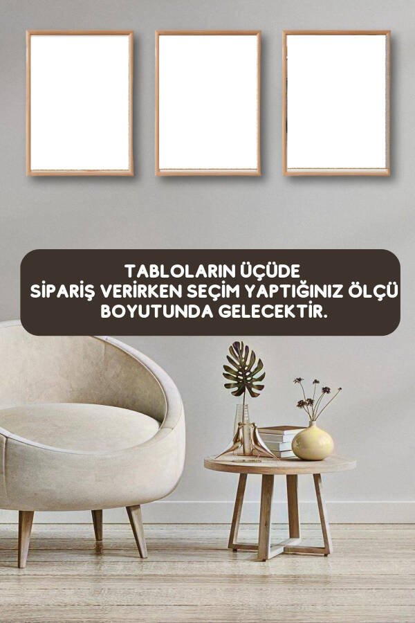 Dekoratif Tablo Yatak Odası Tablo Seti Salon Tablo 3lü Tablo Modern Tablo Mutfak Duvar Tablosu Seti-KarmaRenk - 10