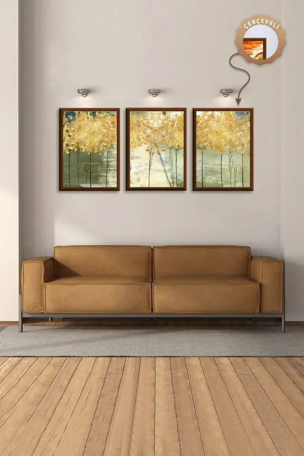 Dekoratif Tablo Yatak Odası Tablo Seti Salon Tablo 3lü Tablo Modern Tablo Mutfak Duvar Tablosu Seti-KarmaRenk - 1