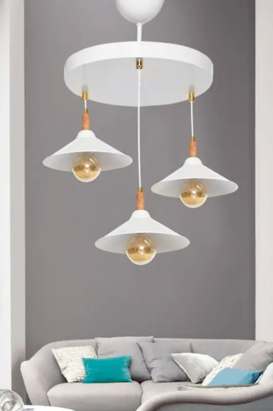 Dekoratif Üçlü Tapado Beyaz Sarkıt Avize - 1