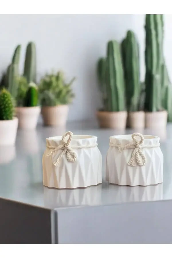 Dekorativ G'o'za 2 ta Kichik Beton G'o'za Kaktus Va Kichik O'simliklar Uchun Mos - 3