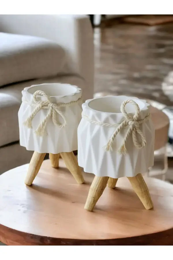 Dekorativ G'o'za, Ikki Don Beton G'o'za To'plamı, Dekorativ Kaktus Va Sukulent G'o'zasi - 5