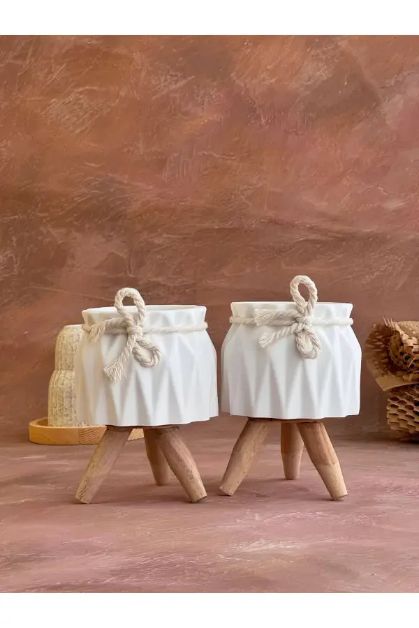 Dekorativ G'o'za, Ikki Don Beton G'o'za To'plamı, Dekorativ Kaktus Va Sukulent G'o'zasi - 7