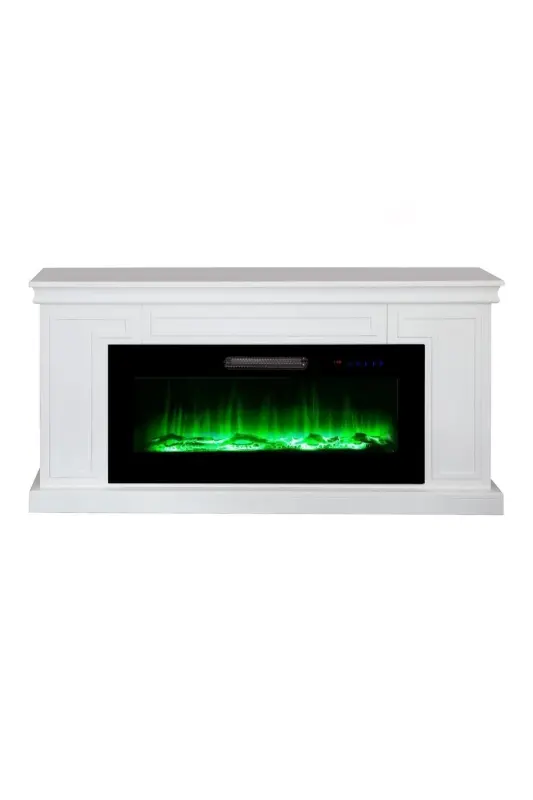 Dekorativ Oq Korpusli, 150 sm 8 Rangli Elektr Kamin Isitgich Bluetooth, Olov Ovozi, Wifi - 5