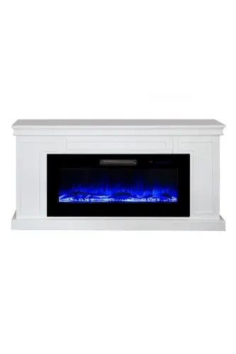 Dekorativ Oq Korpusli, 150 sm 8 Rangli Elektr Kamin Isitgich Bluetooth, Olov Ovozi, Wifi - 5
