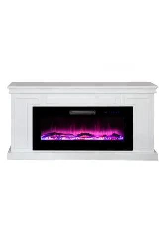 Dekorativ Oq Korpusli, 150 sm 8 Rangli Elektr Kamin Isitgich Bluetooth, Olov Ovozi, Wifi - 7