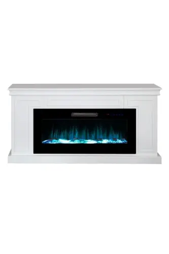 Dekorativ Oq Korpusli, 150 sm 8 Rangli Elektr Kamin Isitgich Bluetooth, Olov Ovozi, Wifi - 7