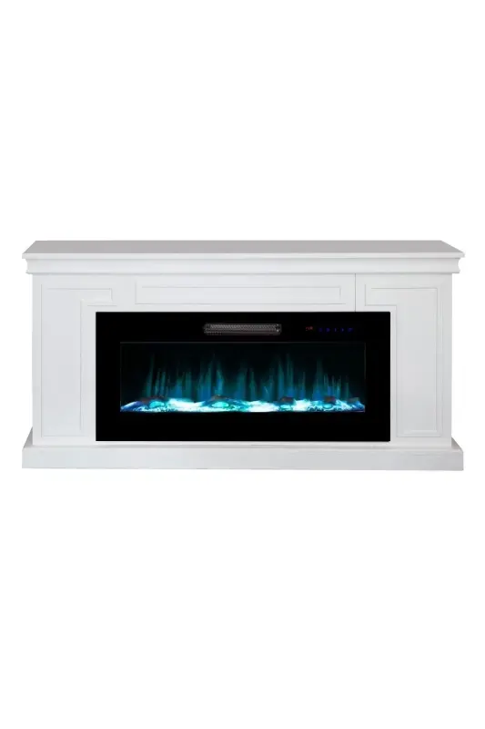 Dekorativ Oq Korpusli, 150 sm 8 Rangli Elektr Kamin Isitgich Bluetooth, Olov Ovozi, Wifi - 7