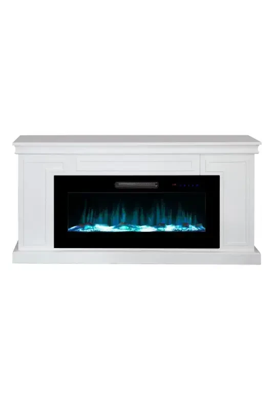 Dekorativ Oq Korpusli, 150 sm 8 Rangli Elektr Kamin Isitgich Bluetooth, Olov Ovozi, Wifi - 7