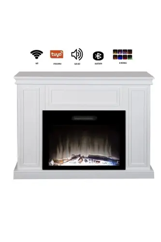Dekorativ Oq Rangli Korpusli 118 Sm 8 Rangli Elektr Kamin Isitgich Bluetooth, Olov Ovozi, Wifi - 8