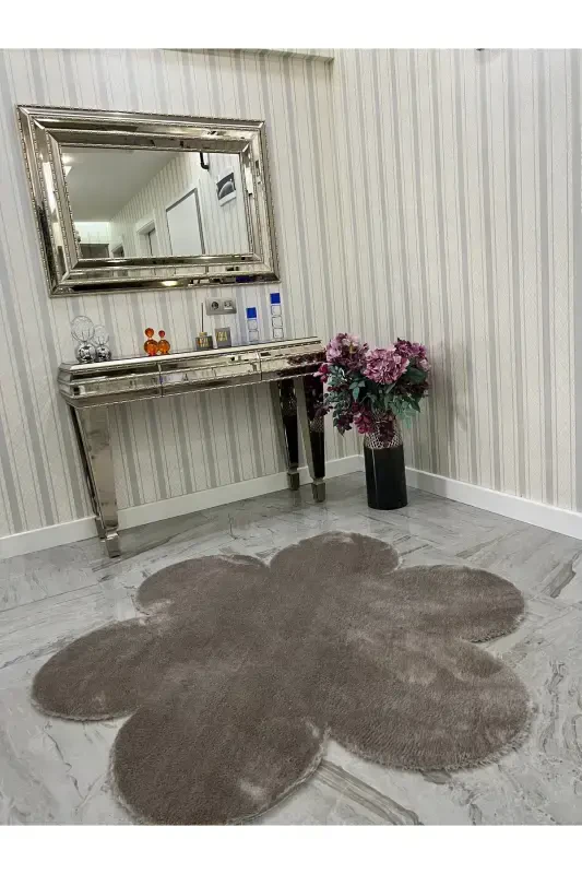 Dekorativ qahva peluş yumshoq oq ромашка zamonaviy gilam - jigarrang - 2