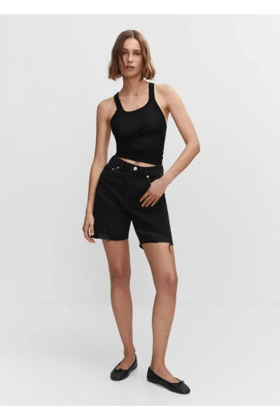 Dekorativ yirtilgan denim bermuda short - MANGO (1)