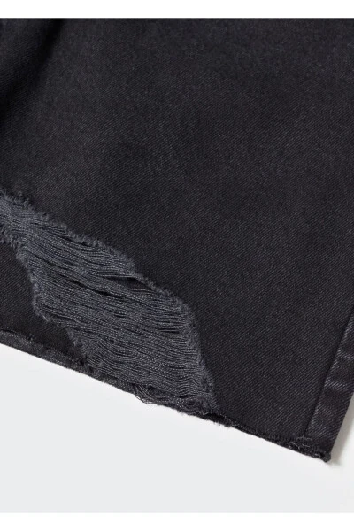 Dekorativ yirtilgan denim bermuda short - 7