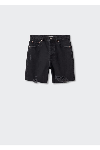 Dekorativ yirtilgan denim bermuda short - 3