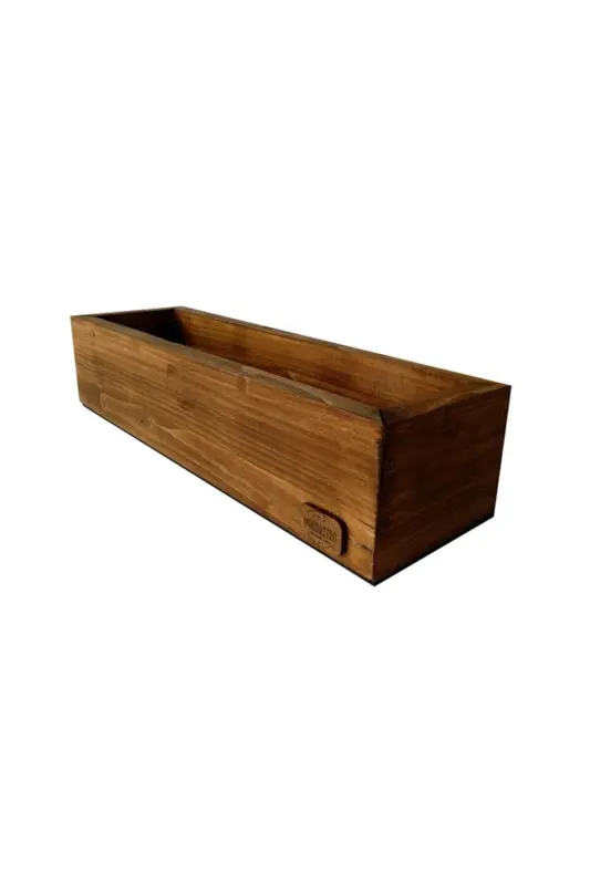 Dekorativ yong'oq rangli yog'och quti sukulent va kaktus uchun - 2