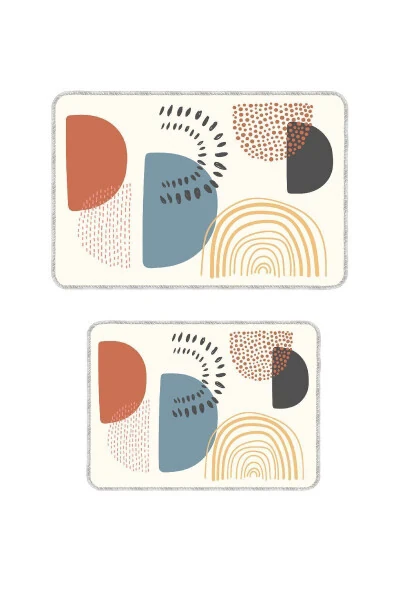 Декоратив замонавий дизайнли, сирпанмас асосли, ювиладиган комплект рангли ҳаммом гиламчаси 50x60-60x90 см - ARTIZON (1)