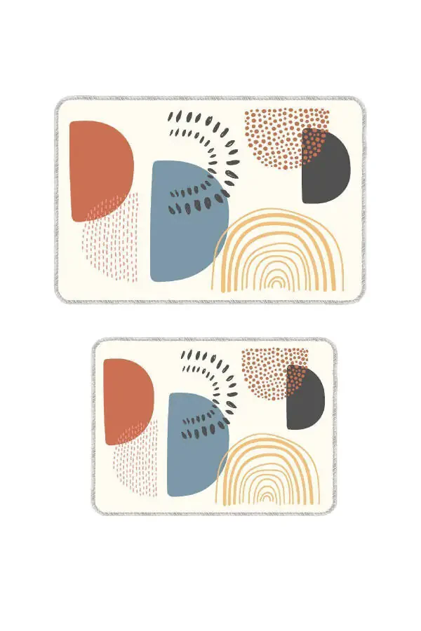 Декоратив замонавий дизайнли, сирпанмас асосли, ювиладиган комплект рангли ҳаммом гиламчаси 50x60-60x90 см - 2