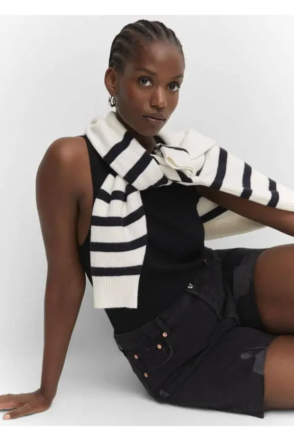 Декоративные рваные бермуды из денима - 6