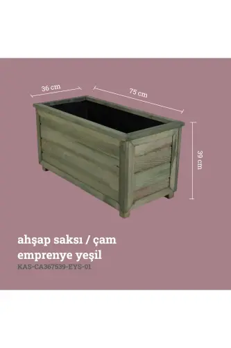 Декоративный Деревянный Горшок - Длинный - Зеленая Пропитка - KAF AHŞAP (1)