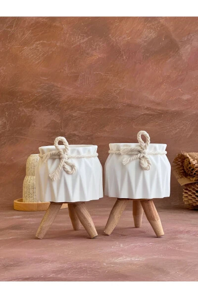 Декоративный горшок, Набор из двух бетонных горшков, Декоративный горшок для кактусов и суккулентов - 7