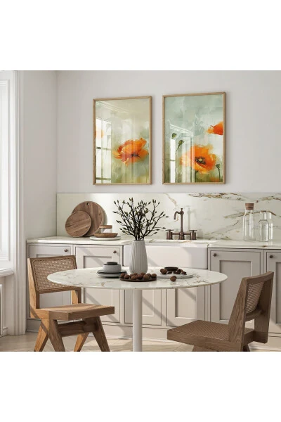 Декоративный набор из 3 картин, с деревянной рамой, абстрактная картина, настенное искусство, декор для стен, картина для кухни, картина в рамке - Modazone (1)