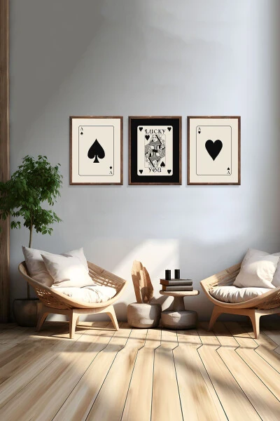 Декоративный набор из 3-х картин, в деревянной раме, абстрактная картина, картина для стены, украшение для стены, картина для кухни, картина в раме - Modazone