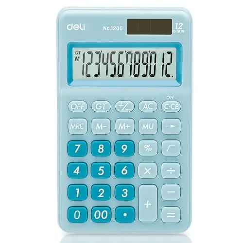 Deli Standard Function Basic Calculator, 12 Digit Desktop Calculator with Large LCD Display, Solar Battery Dual Power Office Calculators, Blue - 1