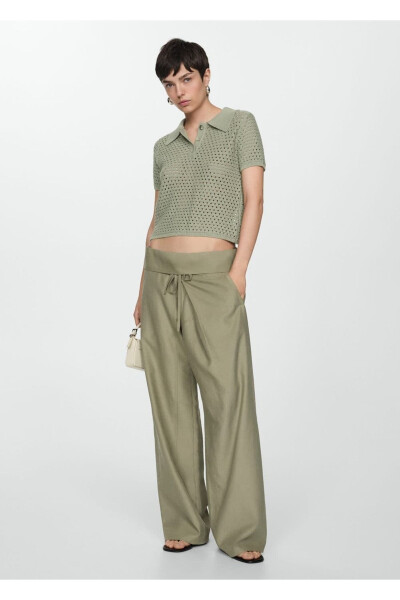 Delikli örgü polo tişört - 2