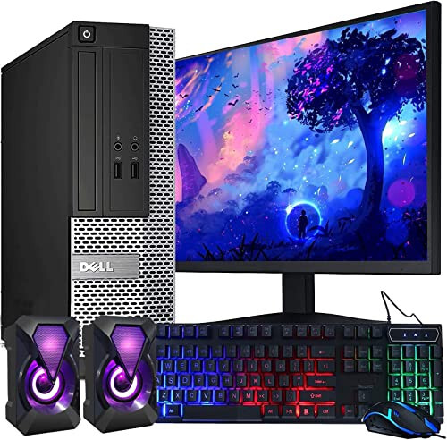 Dell OptiPlex Computer Desktop PC, Intel Core i5 3rd Gen 3.2 GHz, 16GB RAM, 2TB HDD, New 22 Inch LED Monitor, RGB Keyboard and Mouse, WiFi, Windows 10 Pro (Renewed) - 1