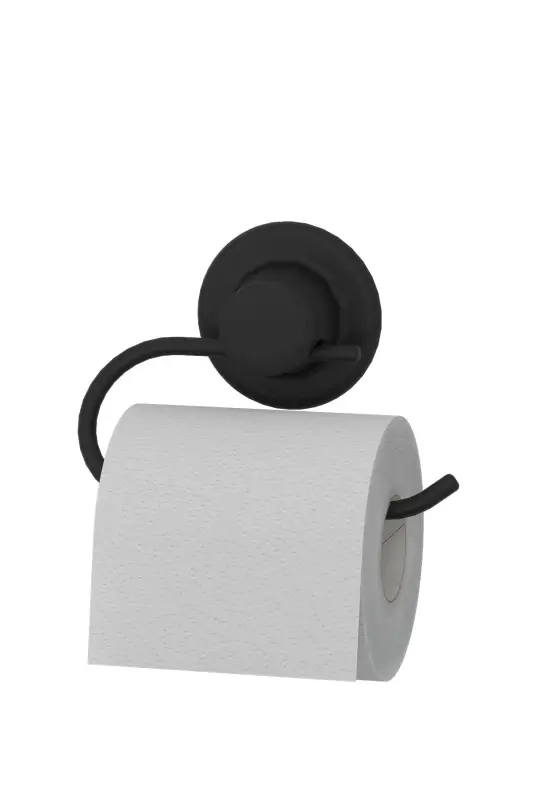 Delme Matkap Yok! Vakumlu, Yapışkanlı Tuvalet Kağıtlık, WC Kağıdı Askısı Mat Siyah DM239 - Siyah - 2