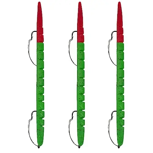 Delong Lures Fishing Lures, Made in America, Pre-Rigged Weedless Bass Lures for Fishing, Segemented Soft Platisc Fishing Bait, Fishing Worm Lure, Fishing Tackle Kit 