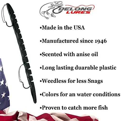 Delong Lures Fishing Lures, Made in America, Pre-Rigged Weedless Bass Lures for Fishing, Segemented Soft Platisc Fishing Bait, Fishing Worm Lure, Fishing Tackle Kit - 5