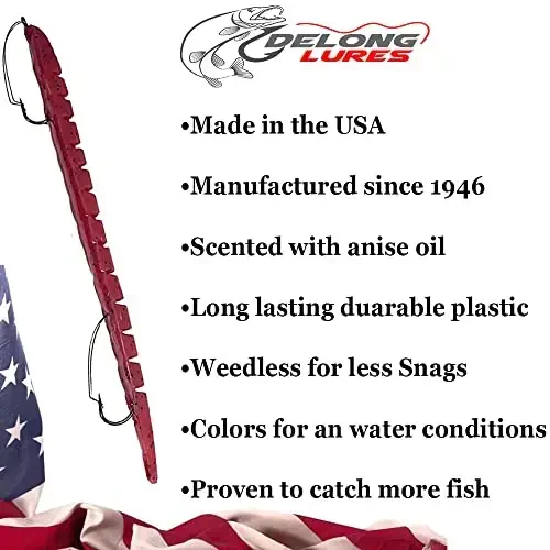 Delong Lures Fishing Lures, Made in America, Pre-Rigged Weedless Bass Lures for Fishing, Segemented Soft Platisc Fishing Bait, Fishing Worm Lure, Fishing Tackle Kit - 5