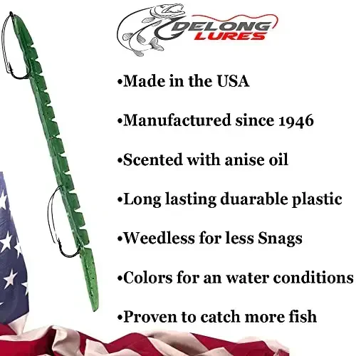 Delong Lures Fishing Lures, Made in America, Pre-Rigged Weedless Bass Lures for Fishing, Segemented Soft Platisc Fishing Bait, Fishing Worm Lure, Fishing Tackle Kit - 5
