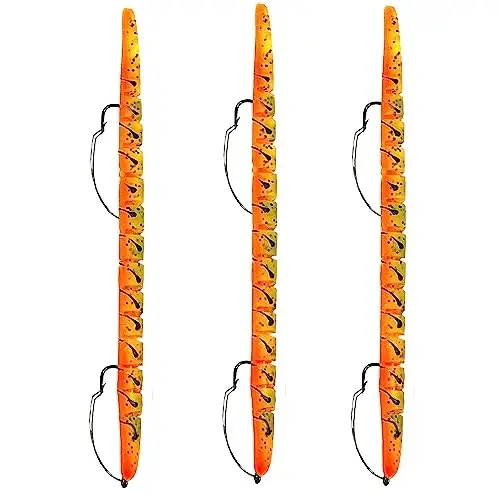 Delong Lures Fishing Lures, Made in America, Pre-Rigged Weedless Bass Lures for Fishing, Segemented Soft Platisc Fishing Bait, Fishing Worm Lure, Fishing Tackle Kit 