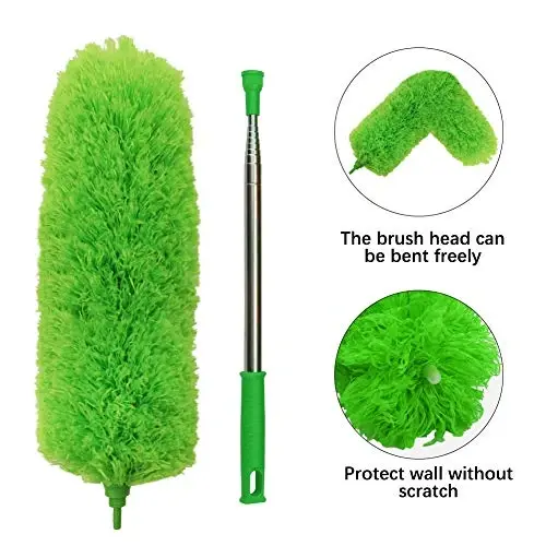 DELUX Microfiber Feather Duster 100 dyuymli uzun qo'shimcha ustunli, egiluvchan boshli va uzun tutqichli chang yutgich bilan Ship foniy, baland shift, derazalar, mebellar va mashinalarni tozalash uchun - 3