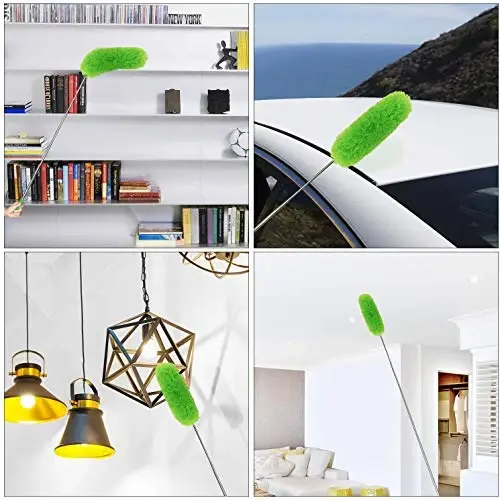 DELUX Microfiber Feather Duster 100 dyuymli uzun qo'shimcha ustunli, egiluvchan boshli va uzun tutqichli chang yutgich bilan Ship foniy, baland shift, derazalar, mebellar va mashinalarni tozalash uchun - 6