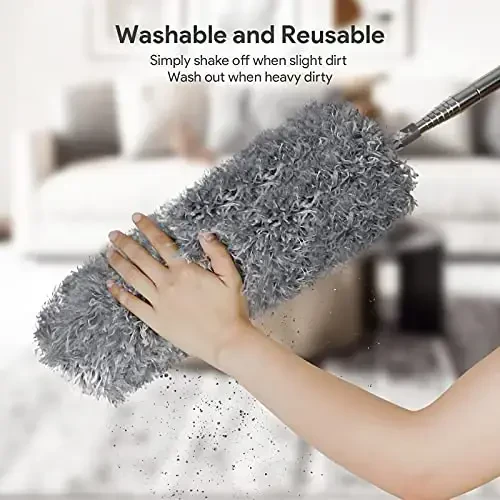 DELUX Microfiber Feather Duster, 7 PCS Reusable Bendable Washable Cobweb Duster with 100 inches Extra Long Extension Pole for Cleaning Ceiling Fan, High Ceiling, Blinds, Furniture & Cars - 5